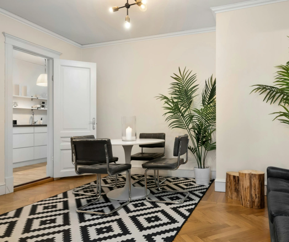 Alfombra decorando un comedor