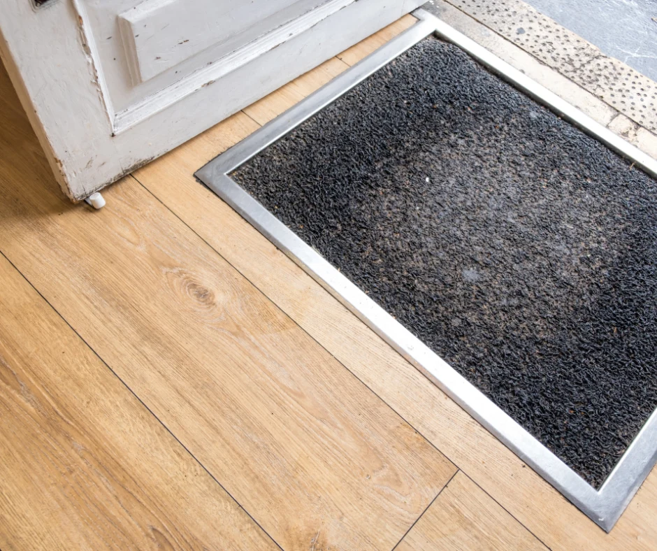 Felpudo estropeado por la lluvia